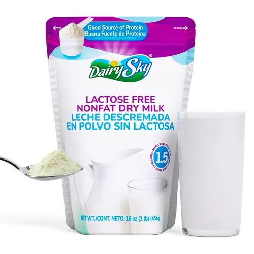 Miniatura 3 de DairySky Leche en Polvo Sin Lactosa 16 Oz - Leche en Polvo Sin Grasa y Sin OMG para Hornear y Café, Kosher con Proteína y Calcio, Gran Sustituto