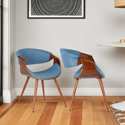 Miniatura 26 de Armen Living Silla de comedor de mediados de siglo estilo mariposa con acabado en nogal y tela verde Tela verde/nogal