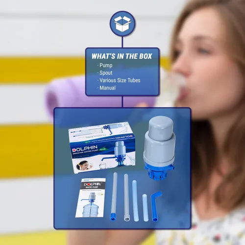 Miniatura 2 de Bomba de agua potable Plus, segura para agua potable (sin BPA), dispensador manual para botellas de 3 a 6 galones con 2 tubos adicionales