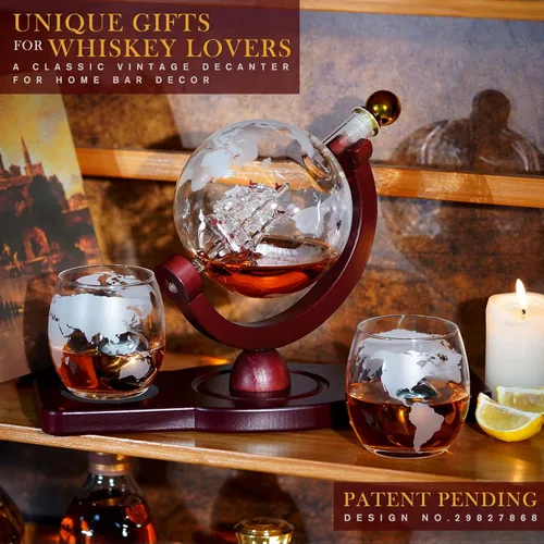 Miniatura 8 de Ponpur 2 decantadores de whisky para regalo de hombre, decantador de globo