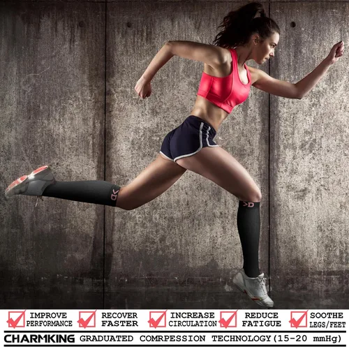 Miniatura 81 de CHARMKING - Calcetines de compresión para mujeres y hombres (3 pares), 15-20 mm Hg, el mejor apoyo para atletismo, running o ciclismo, mejora