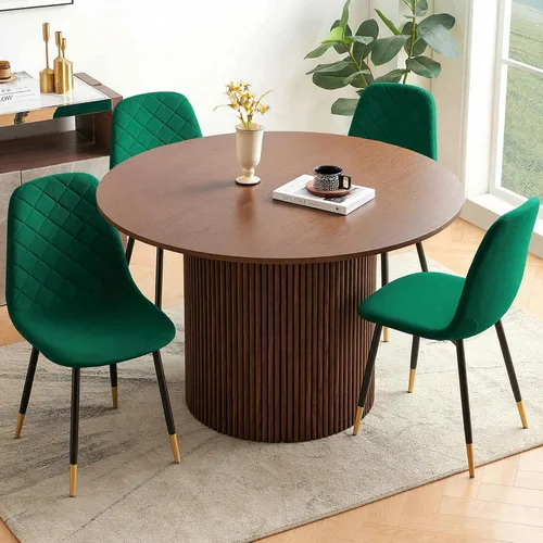Miniatura 14 de Juego de 2 sillas de comedor de terciopelo azul marino, sillas tapizadas de cocina y comedor con patas de metal, sillas decorativas modernas