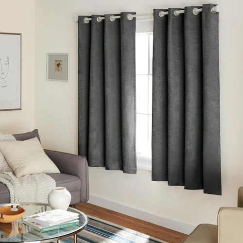 TOWN & COUNTRY EVERYDAY - Cortinas de satén texturizado pesado sólido con lustre para interior, opacidad que oscurece la habitación, con ojales en