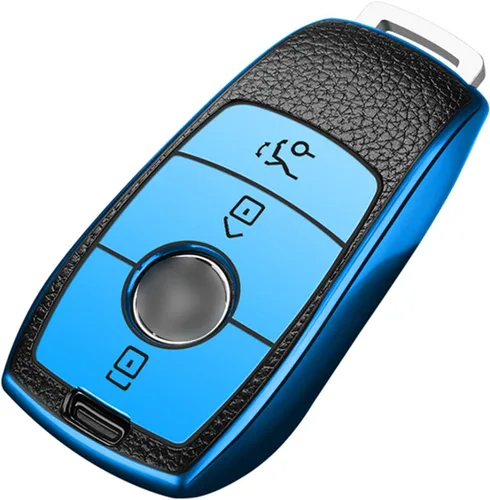 Miniatura 6 de Xotic Tech - Funda para llavero de piel granulada de poliuretano termoplástico, color azul, compatible con Mercedes Benz A, B, C, E, S, G, M, V