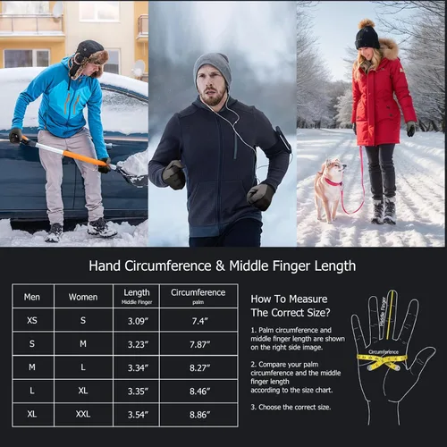 Miniatura 4 de Guantes de invierno para hombres y mujeres, guantes cálidos mejorados para pantalla táctil para clima frío, para correr, conducir, ciclismo
