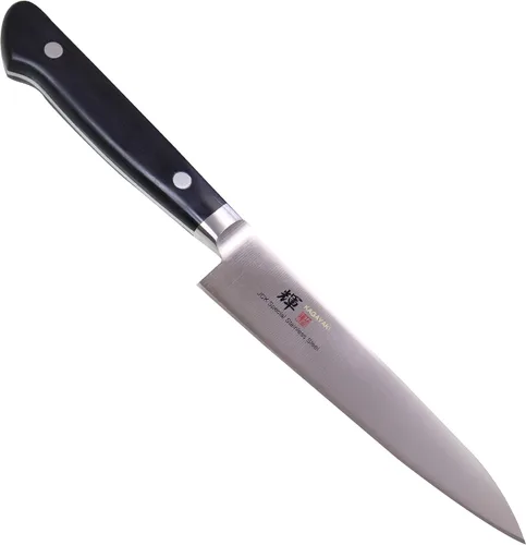 Kagayaki - Cuchillo utilitario de acero inoxidable de alto carbono, 4.724 in (4.7 pulgadas), mango de madera Pakka