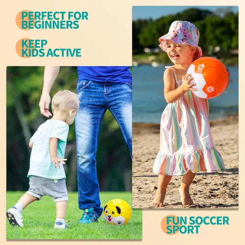 Miniatura 6 de Balón de fútbol para niños pequeños, tamaño 2, pelota pequeña y suave para niños de 1 a 3 a 5 años, juguete deportivo de dibujos animados para niños