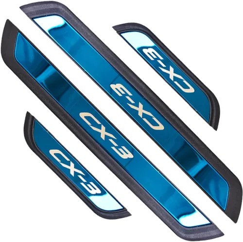 Miniatura 3 de Kit de protector de umbral de puerta inoxidable para Mazda CX-3 2016-2023 (texto azul CX 3)
