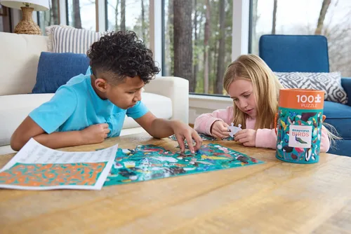 Miniatura 7 de Crocodile Creek Rompecabezas de 100 piezas para niños de 5 años en adelante, divertidos y educativos de mesa o piso, recipiente de almacenamiento
