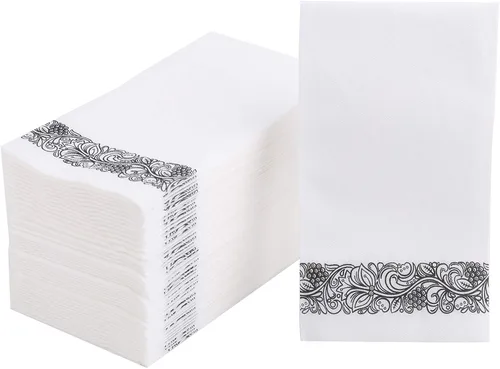 Foraineam Paquete de 100 servilletas de mano de papel de textura suave, toallas de mano desechables, toallas decorativas de papel floral para