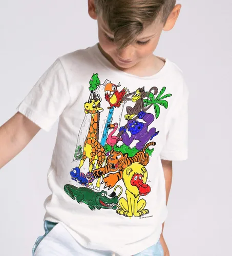 Miniatura 2 de Splat Planet Colorea en animales del zoológico, camiseta Jungle Safari con 10 bolígrafos mágicos lavables no tóxicos y lavables, Blanco