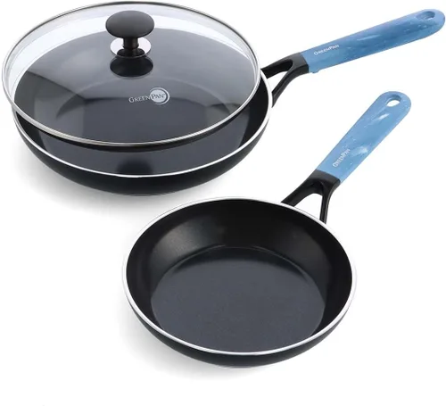 Miniatura 11 de GreenPan SmartShape - Juego de 6 ollas y sartenes de cerámica saludable, antiadherente, sin PFAS, apto para lavavajillas, rojo