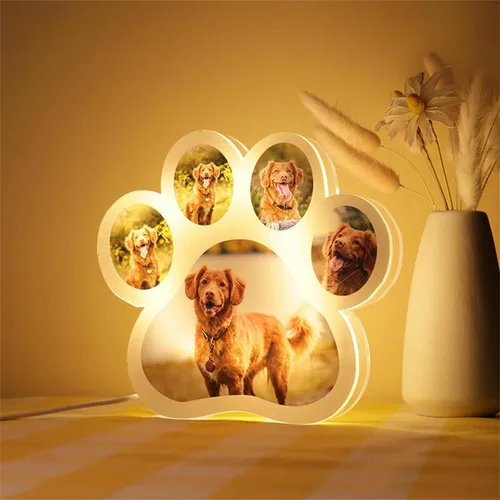 Miniatura 12 de Lámpara de fotos personalizada con 5 imágenes, luz LED para dormitorio, noche 3D, Navidad, cumpleaños, hueso, 8 pulgadas