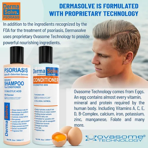 Miniatura 7 de DermaSolve - Champú y acondicionador médico libre de psoriasis del cuero cabelludo y caspa, tratamiento definitivo para la dermatitis seborreica