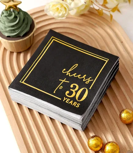 Miniatura 4 de Servilletas de cóctel para celebrar años - paquete de 50 - servilletas de cumpleaños desechables de 3 capas de 5x5 pulgadas, servilletas de papel