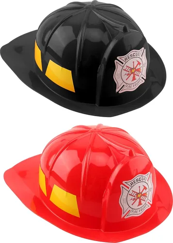 Casco de bombero para niños, sombreros de plástico de bombero para niños y niñas, disfraz de fiesta de Halloween, 2 piezas