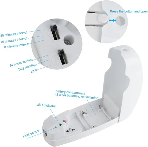 Miniatura 3 de Dispensador automático del aerosol, dispensador ajustable automático montado en la pared del espray del aerosol de la fragancia del ambientador