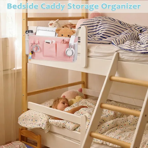 Miniatura 6 de Loghot Organizador Colgante de Mesita de Noche/Bolsa de Almacenamiento de Mesita de Noche para Literas y Camas de Hospital, Rieles de Cama