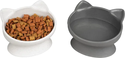 Miniatura 11 de Kitty City Cuencos Elevados para Gatos (Juego de 2), Platos Elevados Amigables con los Bigotes para Comida y Agua de Gatos, Diseño Moderno de rosado