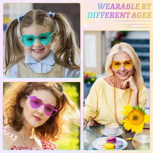 Miniatura 4 de RTBOFY 2 Pack Heart Sunglasses, Heart Shaped Sunglasses with Transparent Candy Color for Party Favor