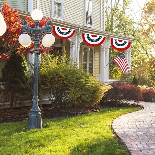 Miniatura 6 de 6 banderas patrióticas plisadas de Estados Unidos – 3 x 1.5 pies, bandera de Estados Unidos, bandera patriótica de banderines con estrellas y rayas
