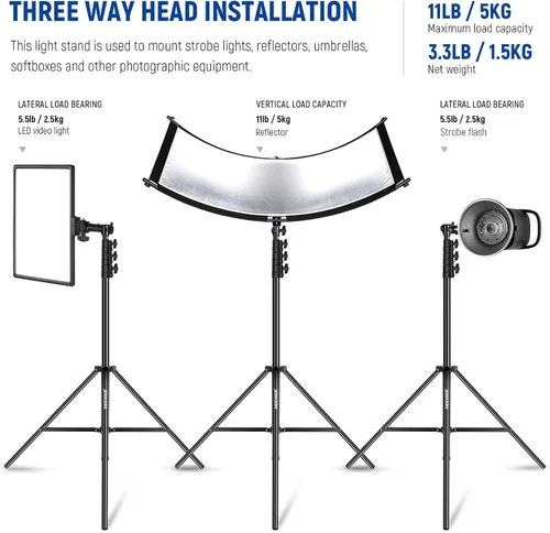 Miniatura 4 de NEEWER - Soporte para focos de iluminación con amortiguación de aire de 3m/9.8 pies, soporte de trípode de metal resistente para fotografía