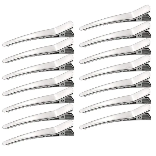 Marrywindix pinzas tipo cocodrilo para el cabello, 2,36 pulgadas, metal plateado, para peluquería, accesorios para el cabello, "hágalo usted mismo",