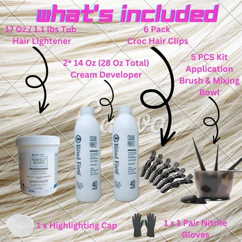 Miniatura 4 de Perfect Blond - Kit de colorante de tinte para el cabello de 17 onzas/1.1 libras + paquete de revelador de 40 vols (polvo aclarador blanco)