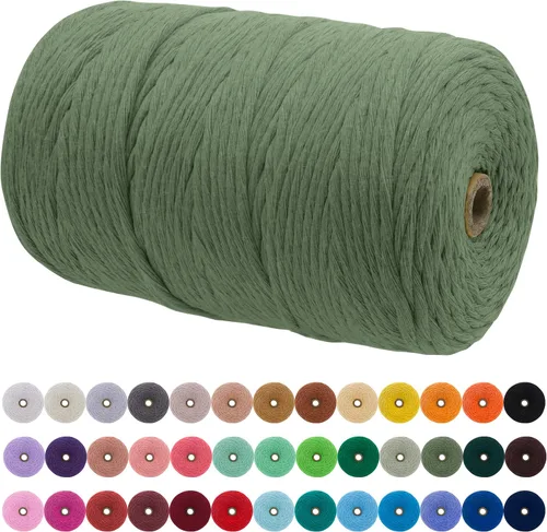 Miniatura 142 de JeogYong Cordón de macramé de un solo hilo 2mm x 164 yardas (492 pies) Cuerda de algodón suave, hilo de macramé 2 mm, suministros de macramé