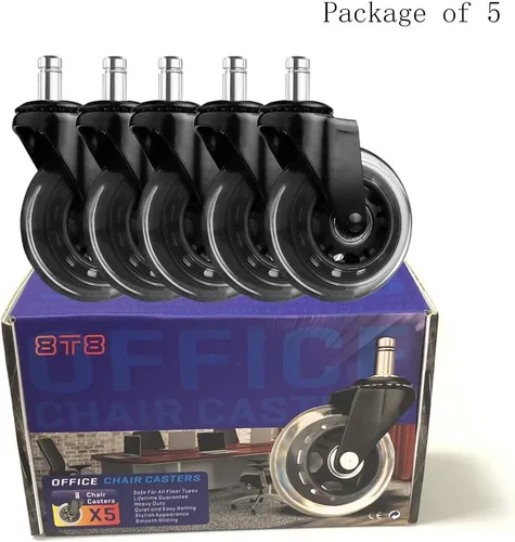 Miniatura 3 de 8T8 Ruedas giratorias de repuesto para silla de oficina de 3 pulgadas, juego de 5 unidades, goma sintética suave y resistente, seguras para suelos