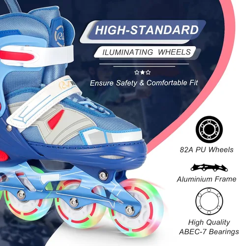 Miniatura 2 de Patines en línea ajustables para niños y niñas con ruedas de luz completa, patines para niños de 6 a 12 años, niños pequeños de 3 a 5 años, jóvenes
