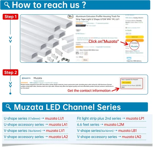 Miniatura 7 de Muzata Paquete de 20 conectores de extensión para canal LED para Muzata U1SW U101 U107 U108 0.669 in de ancho en forma de U canal LED para una