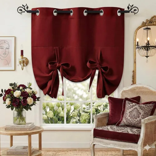 Miniatura 19 de Pony Dance Persianas Opacas para Ventanas - Juego de Cortinas Enrollables y Cenefas Estilo Romano Globo con Ojales en la Parte Superior para Verde