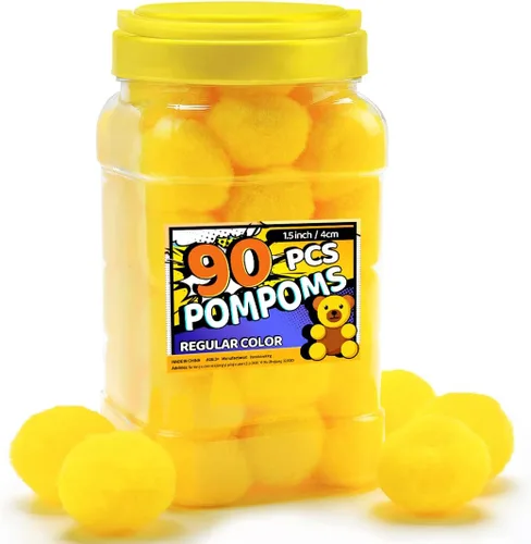 Miniatura 25 de Bundooraking Pompones, 1.5 pulgadas (4cm), 90 piezas bolas grandes multicolor a granel para artes y manualidades, pompones suaves y esponjosos