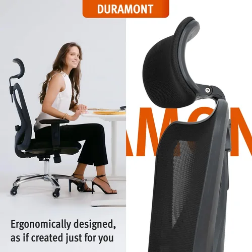 Miniatura 3 de Duramont Silla de oficina ergonómica Silla de escritorio ajustable con soporte lumbar y ruedas Rollerblade Silla de respaldo alto con malla