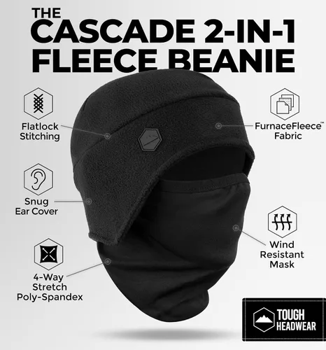Miniatura 4 de Tough Headwear Skull Cap with Mask Men, Winter Running Gear, Motorcycle Winter Gear, Helmet Liners, Ski Hat, Thermal Beanie