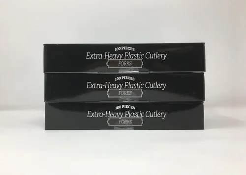 Miniatura 2 de Fineline Flairware Collection - Tenedores de plástico negro resistentes, de calidad, extra duraderos, prácticos para servir y porcionar alimentos