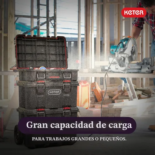 Miniatura 8 de Keter Stack-n-Roll Organizador Modular de Herramientas para Almacenamiento en Garaje y Bricolaje, Sistema de Caja de Herramientas Rodante de Resina