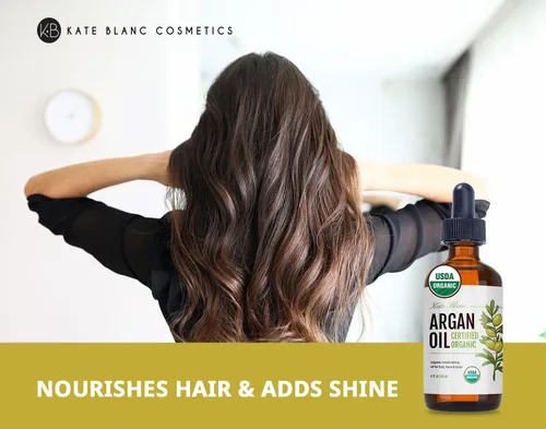 Miniatura 3 de Aceite de Argán marroquí orgánico virgen 100 % puro con certificación USDA, prensado en frío por Kate Blanc Estimula el crecimiento para el pelo