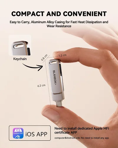 Miniatura 8 de Dispositivo de Fotos para iPhone de 256GB con Certificación MFi, Unidad Flash USB para Respaldo de Fotos/Videos, Memoria USB de Alta Velocidad