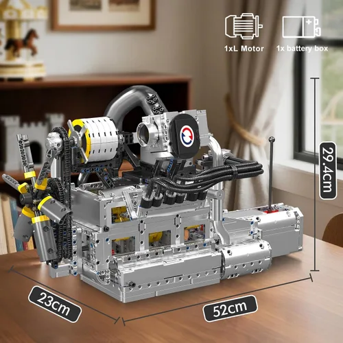 Miniatura 6 de Mould King 10214 Juego de construcción de modelo de motor de transmisión de 4 velocidades, proyecto de montaje mecánico de 2177 piezas con caja