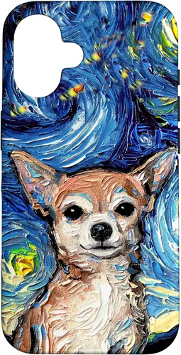Miniatura 32 de Aja - Funda para iPhone 17, diseño de perro de noche estrellada, color marrón