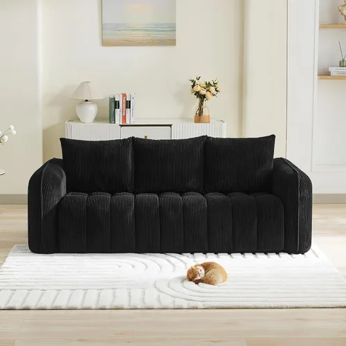 Miniatura 30 de Sofá Loveseat Sin Armazón de 66'', Sofá de 2 Plazas con Asientos Profundos Acolchados con Reposabrazos Redondeados, Sofá Nube de Pana Tapizado