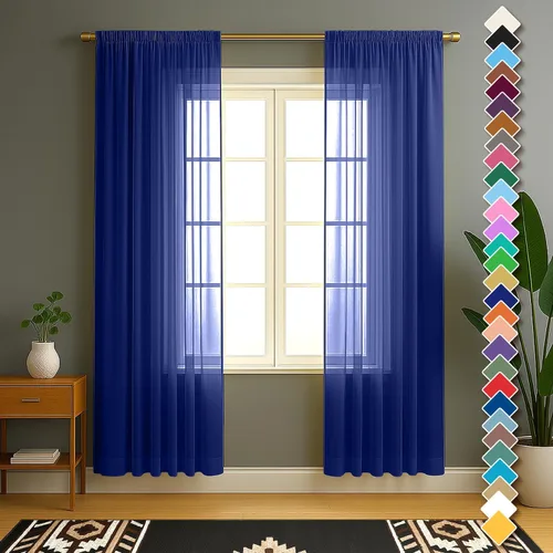 Miniatura 53 de YHSF Cortinas traslúcidas – Juego de 2 paneles para decoración del hogar – Elegantes cortinas de gasa sólida con bolsillo para barra