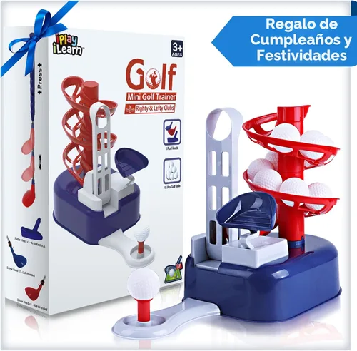 Miniatura 5 de iPlay, iLearn - Juego de juguetes de golf azul para niños con cabezal de palo izquierdo y derecho, juguete deportivo para niños de 3 a 5 años, juego