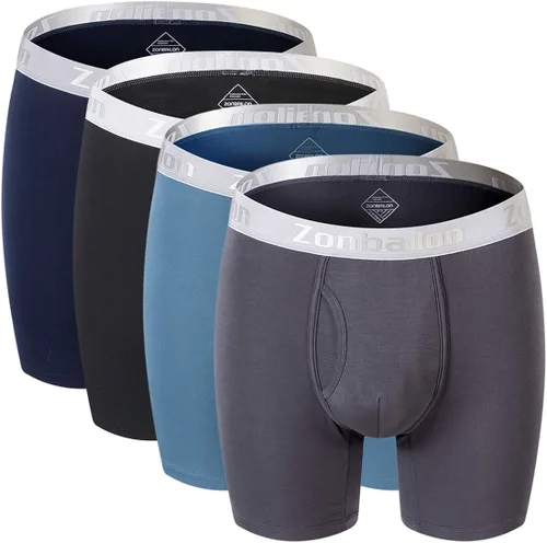 ZONBAILON Calzoncillos tipo bóxer cómodos de bambú para hombre, cintura ancha, paquete de 4, paquete de 6, Varios colores