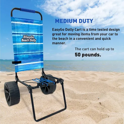 Miniatura 2 de EasyGo Product Carrito de playa Dolly – Diseño de carrito de playa plegable de servicio mediano – Ruedas de arena grandes – Capacidad para 4 – 6