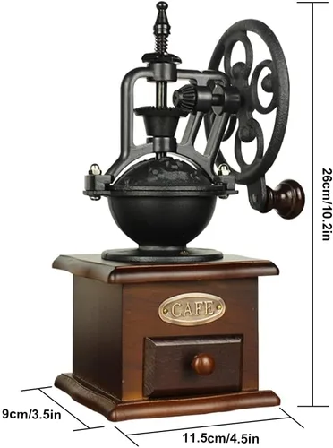 Miniatura 2 de Molinillo de café de fresas, Molinillo manual de madera de estilo vintage, Molino de café clásico de prensa francesa con cepillo Manivela