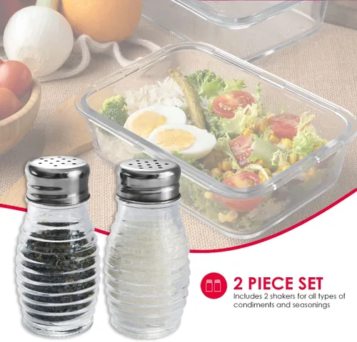Miniatura 2 de Home Basics - Salero de cristal estilo colmena (plateado), 2 cocteleras para sal, pimienta, comino, canela, pimentón y más Tapas fáciles