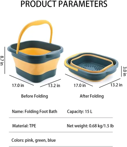 Miniatura 6 de WMHYLYH Lavabo plegable para pedicura y spa de pies, masajeador para pies secos y agrietados, bañera para remojar pies con punto de acupuntura